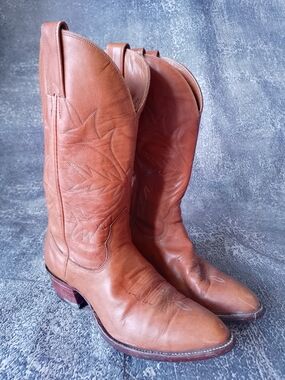 Vintage Alberta Boots Brown Leather Western Cowboy Boots